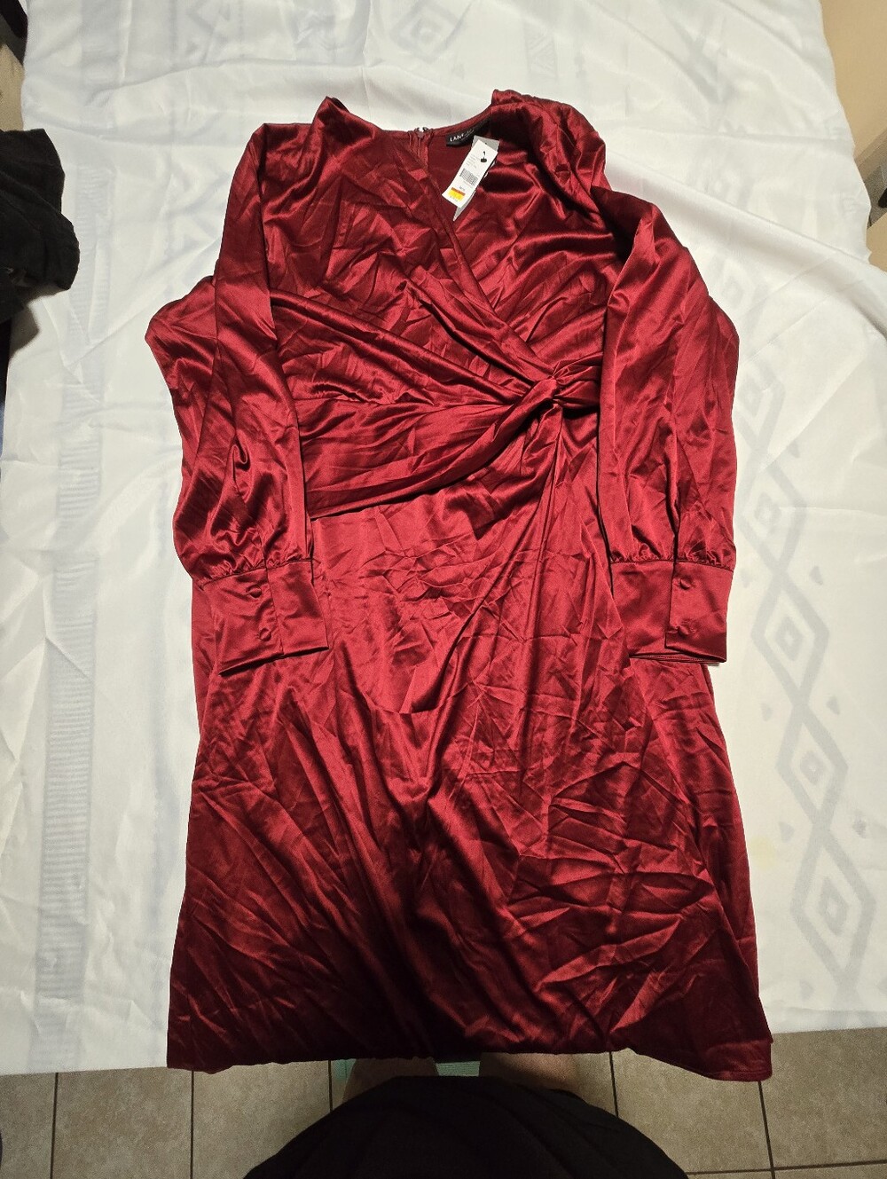 Lane Bryant Red Silk Wrap-Style Dress